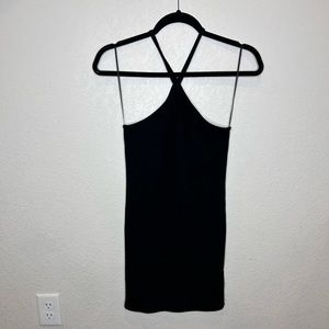 Urban Outfitters ribbed black halter mini dress